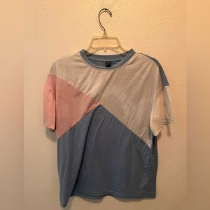 Light blue, pink and white color-block shirt. SHEIN. Size small.